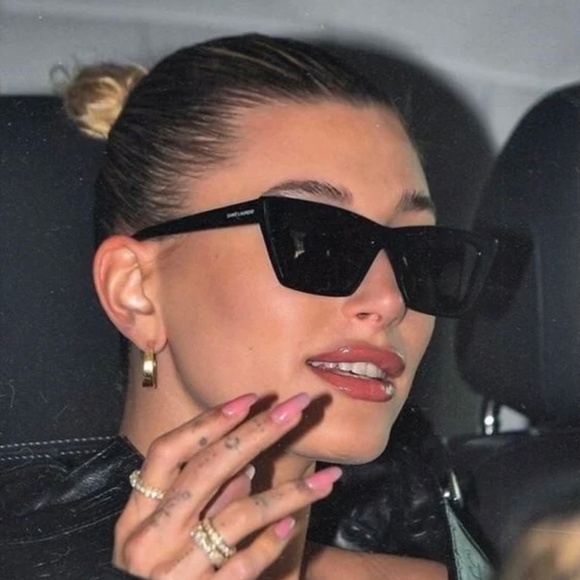 NEW SL276 MICA 009 SAINT LAURENT BLACK GREY CAT EYE SL 276 009 WOMEN SUNGLASSES - Picture 5 of 14